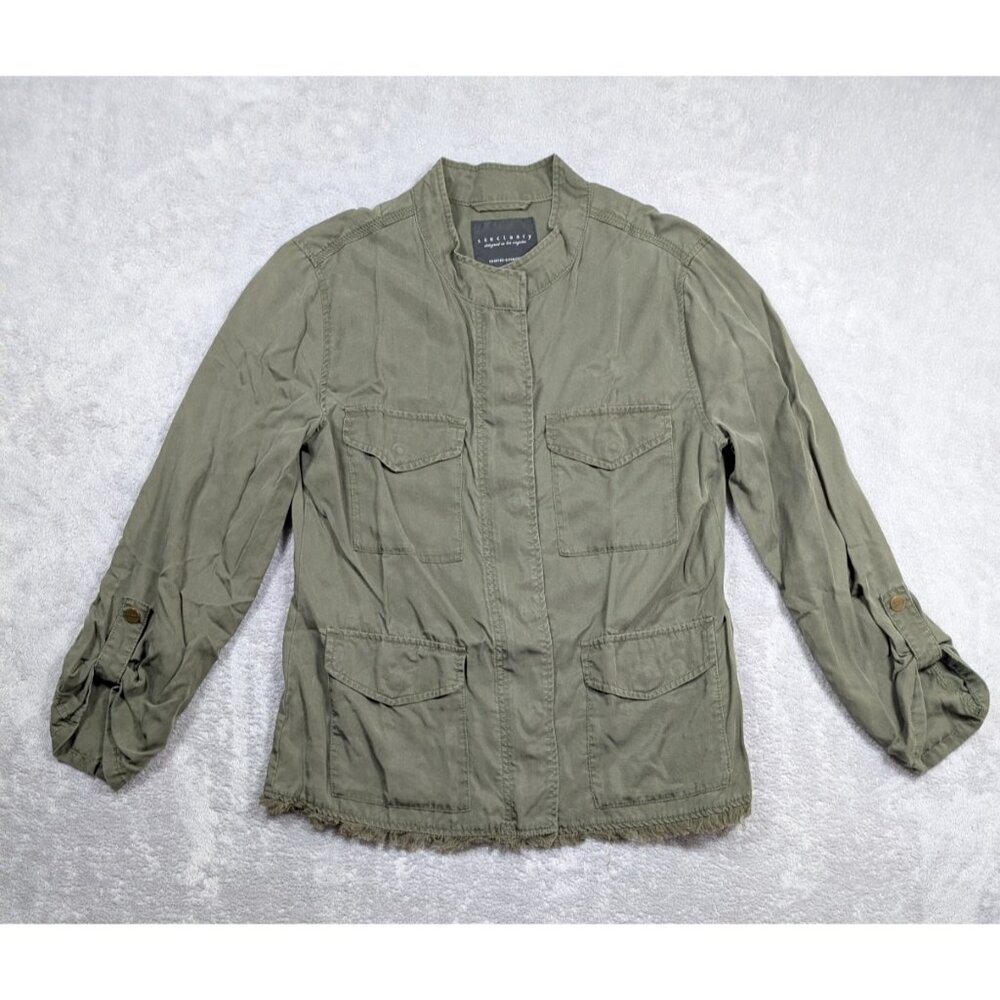 Sanctuary Anthropologie Jacket Womens Size Small Green Utility Distressed Hem